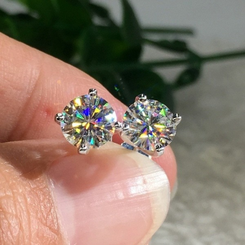 1Pair 0.5/1.0/2.0/3.0 Carat Classic Moissanite Earrings